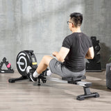 Folding Rowing Machine, Magnetic Rower Machine With 8 Levels Quiet Resistance, LCD Monitor, Wheels, Aluminium Slide Rail, Vertical Storage, 102kg Weight Capacity For Home Gym Cardio Training