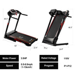 Folding Treadmills 3.5HP Portable With Incline Electric Treadmill Running Walking