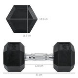 2x10kg Hex Dumbbells Set Rubber Dumbbells Weight Lifting Equipment Fitness Home Gym