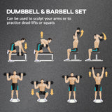 20kg 2 IN 1 Adjustable Dumbbells Weight Set, Dumbbell Hand Weight Barbell For Body Fitness, Lifting Training For Home, Office, Gym, Black
