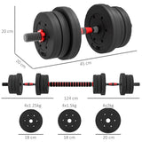 20kg 2 IN 1 Adjustable Dumbbells Weight Set, Dumbbell Hand Weight Barbell For Body Fitness, Lifting Training For Home, Office, Gym, Black