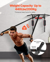Multifunctional Pull Up Bar, Wall Mounted Chin Up Bar Dip Station For Home Gym, Heavy Duty Steel Upper Body Workout Pull Ups, Power Tower Set Training Equipment Fitness, 440 Lbs Weight Capacity